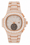 Mens Iced Luxury Fully Covered Black Simulated Diamonds Quartz Movement Watch